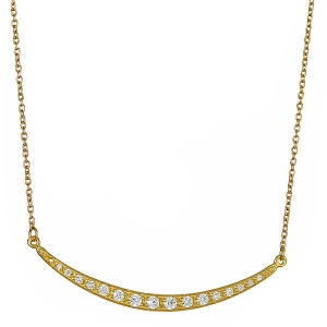 Sterling Silver 18kt Yellow Gold Glaze Diamond-Quartz Bar Necklace
