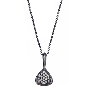 Black Rhodium Sterling Silver Diamond-Quartz Charm Necklace