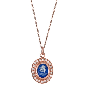 Sterling Silver 18kt Rose Gold Glaze Cameo Necklace