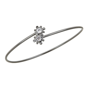 Sterling Silver Diamond-Quartz Flower Flexible Arm Cuff