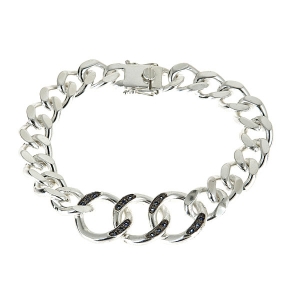 Sterling Silver Sapphire-Quartz Link Bracelet