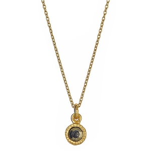 Sterling Silver 18kt Yellow Gold Glaze with Hemadite Charm Necklace