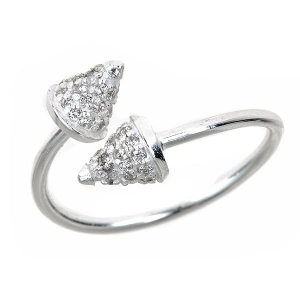 Sterling Silver Diamond-Quartz Spike Ring
