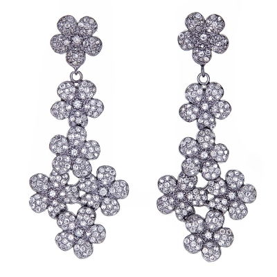 Sterling Silver White Topaz Flower Earrings