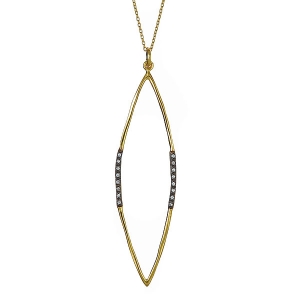 Sterling Silver 18kt Yellow Gold Glaze Diamond-Quartz Marquee Necklace