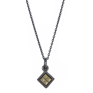 Black Rhodium Sterling Silver and 18kt Gold Glaze Pyramid Necklace