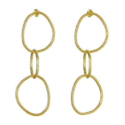 Sterling Silver 18kt Yellow Gold Glaze Link Earrings